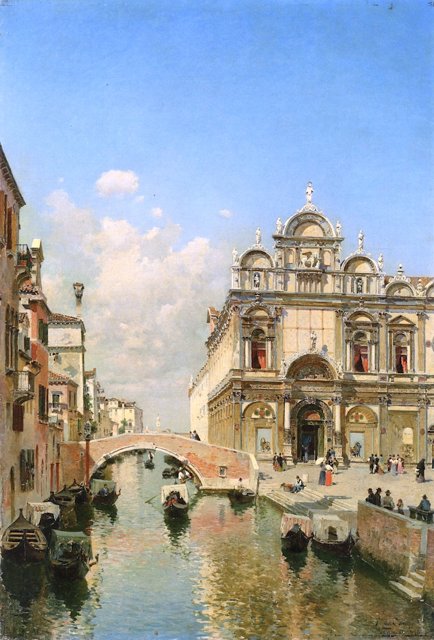 The Ospedale Civile in the Scuola la Grande di San Marco..., vintage artwork by Federico del Campo, 12x8" (A4) Poster