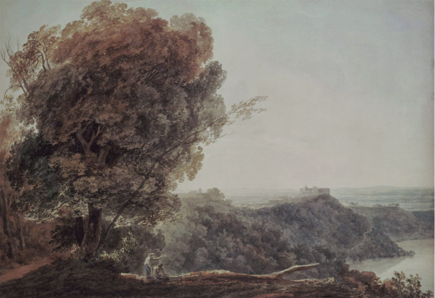 Landscape; View of the Campagna of Rome, vintage artwork by John Robert Cozens, 12x8" (A4) Poster