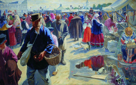 Fair in Murom, vintage artwork by Ivan Kulikov, 12x8" (A4) Poster