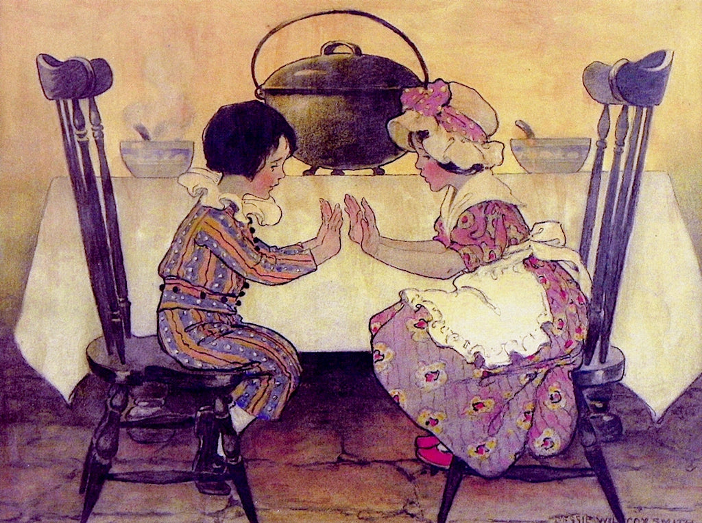 Pease Porridge Hot, vintage artwork by Jessie Willcox Smith, 12x8" (A4) Poster