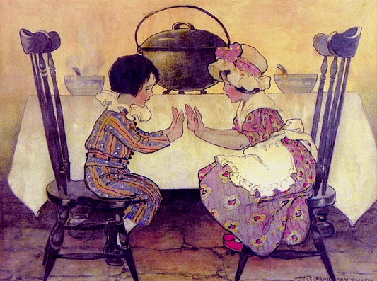Pease Porridge Hot, vintage artwork by Jessie Willcox Smith, 12x8" (A4) Poster