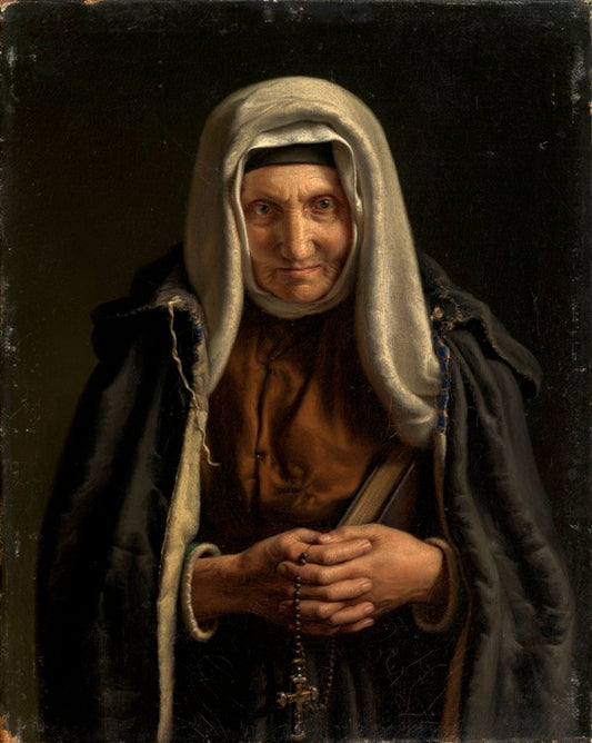 Religious Woman, vintage artwork by Evgraf Reitern, A3 (16x12") Poster Print