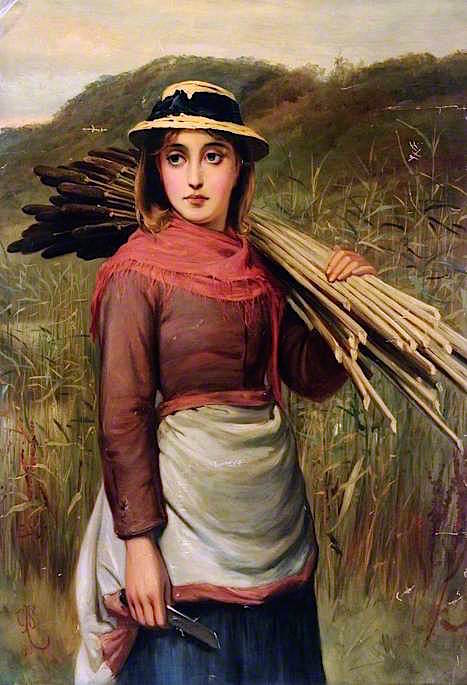 Portrait with Bullrushes, vintage artwork by Charles Sillem Lidderdale, 12x8" (A4) Poster