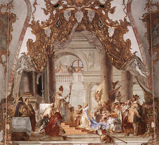 The Marriage of Emperor Frederick Barbarossa and Beatrice of Burgundy, vintage artwork by Giovanni Battista Tiepolo, 12x8" (A4) Poster