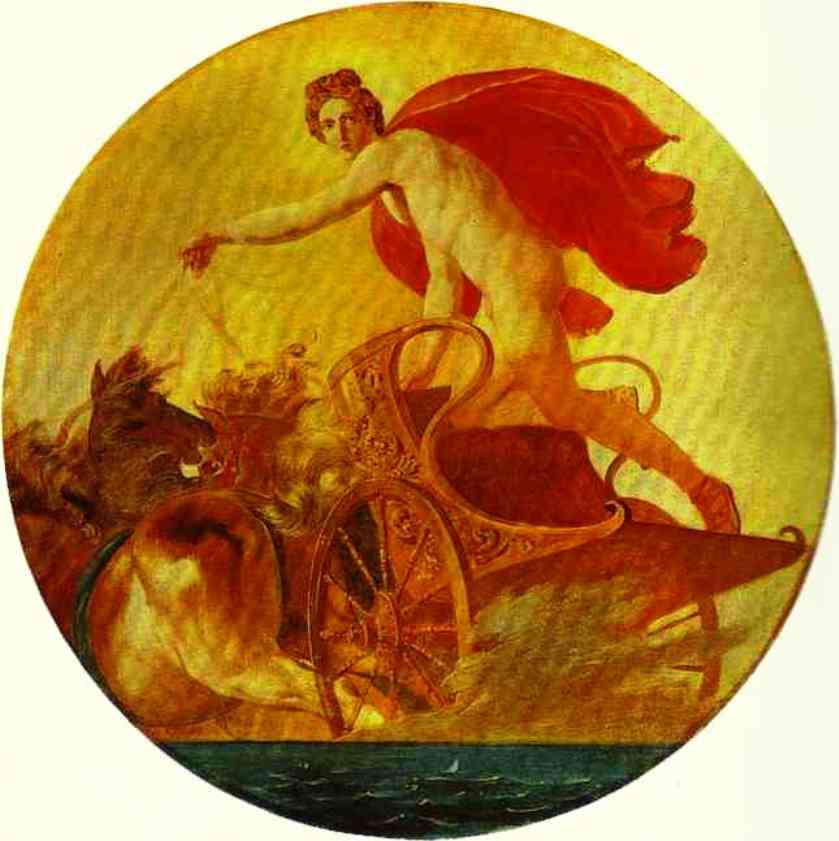 Pheb in His Chariot, vintage artwork by Karl Pavlovich Brulloff, A3 (16x12") Poster Print