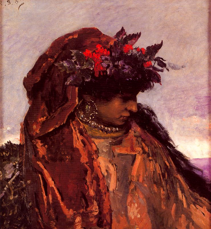 Pitonisa. Estudio, vintage artwork by Antonio Muñoz Degrain, 12x8" (A4) Poster