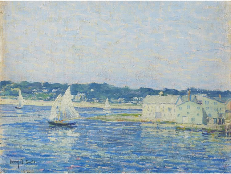 Gloucester Harbor, vintage artwork by Henry B. Snell, 12x8" (A4) Poster