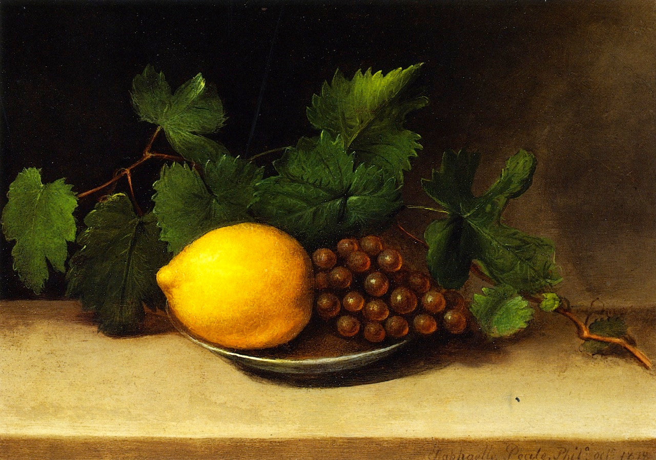 Lemon and Grapes, vintage artwork by Raphaelle Peale, 12x8" (A4) Poster