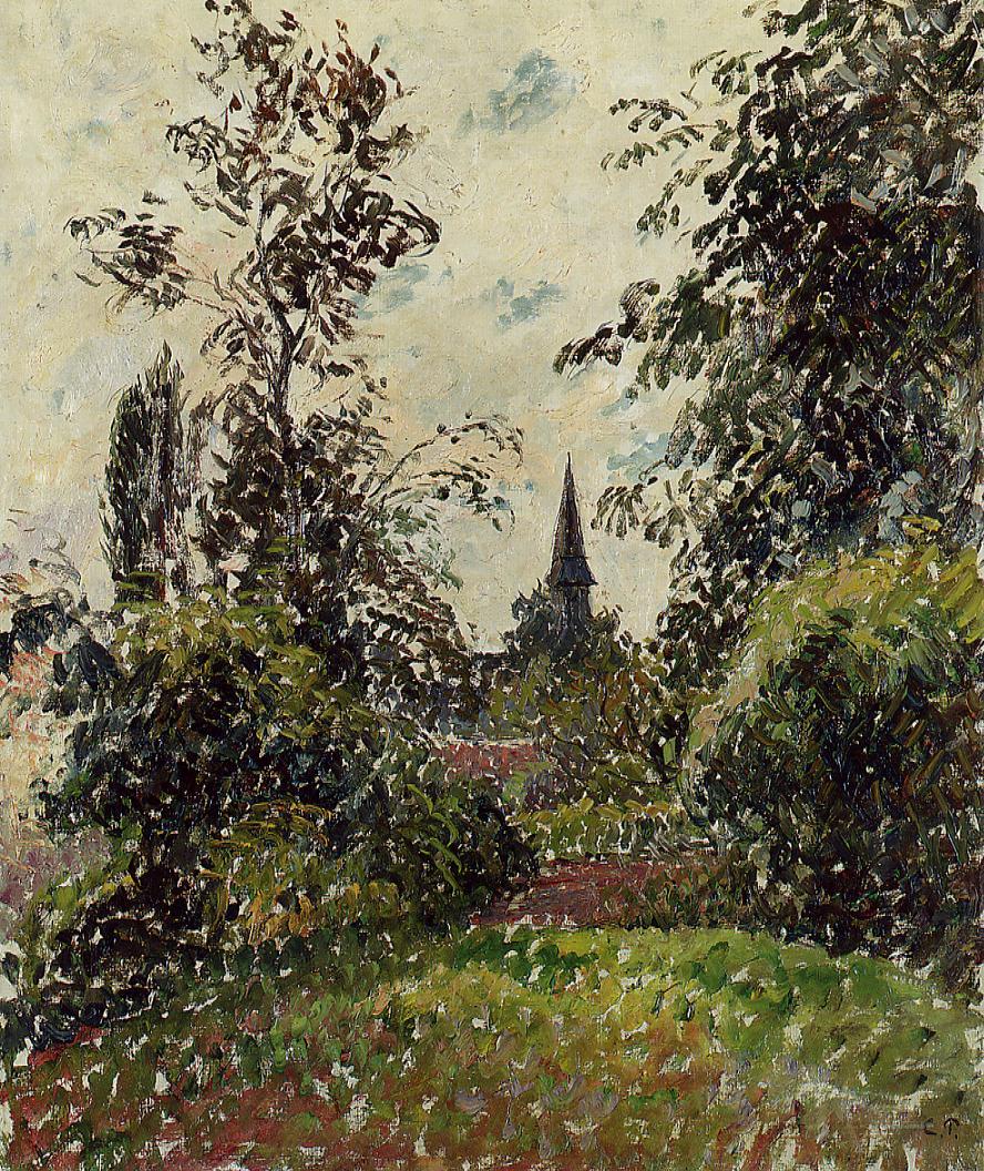 The Bazincourt Steeple (study), vintage artwork by Camille Pissarro, 12x8" (A4) Poster