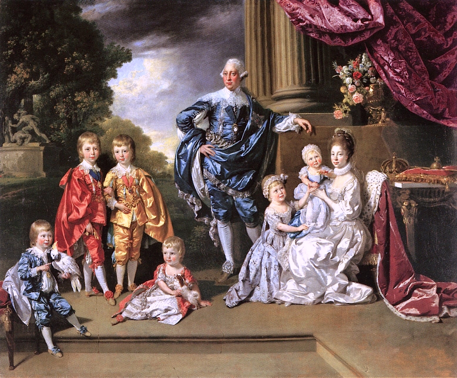 George III, Queen Charlotte and their Six Eldest Children, vintage artwork by Johann Zoffany, 12x8" (A4) Poster