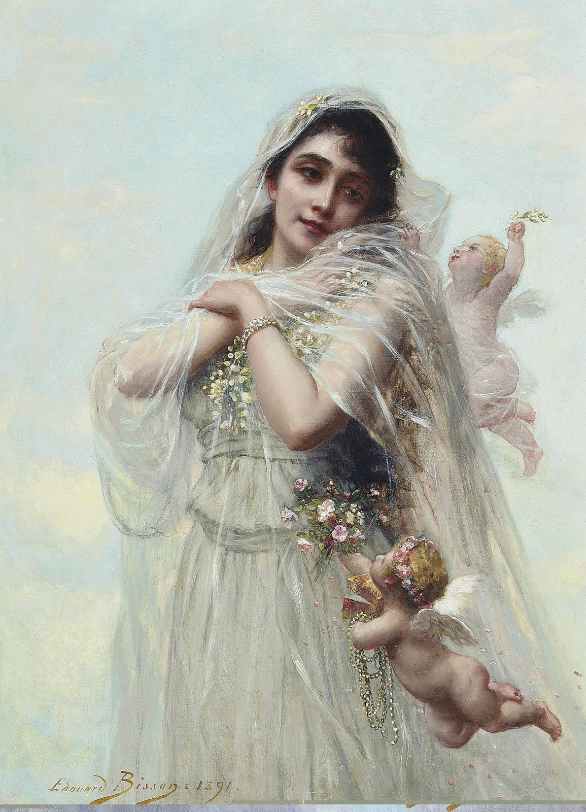 An Allegory of Spring, vintage artwork by Edouard Bisson, 12x8" (A4) Poster