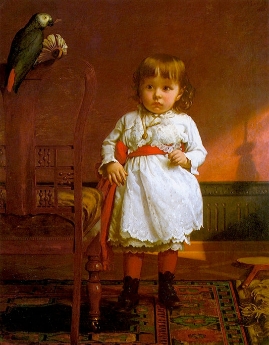 The Parrot Caught the Birdie, vintage artwork by Seymour Joseph Guy, 12x8" (A4) Poster