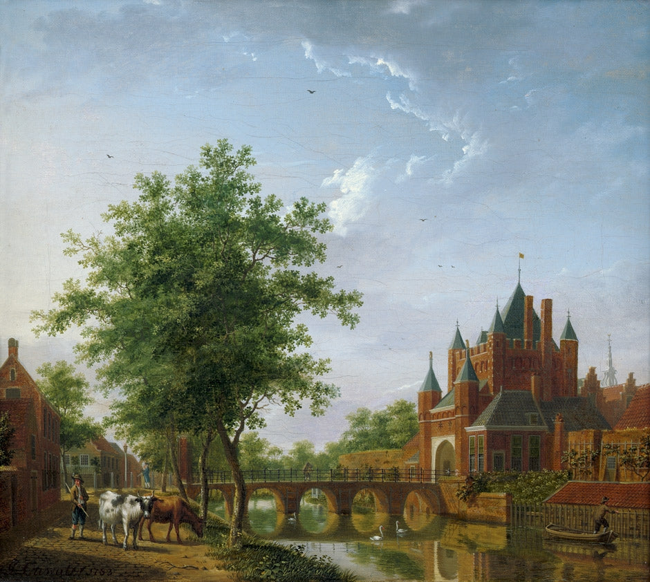 The Amsterdamse Port Gate, Haarlem, vintage artwork by Isaak Ouwater, 12x8" (A4) Poster