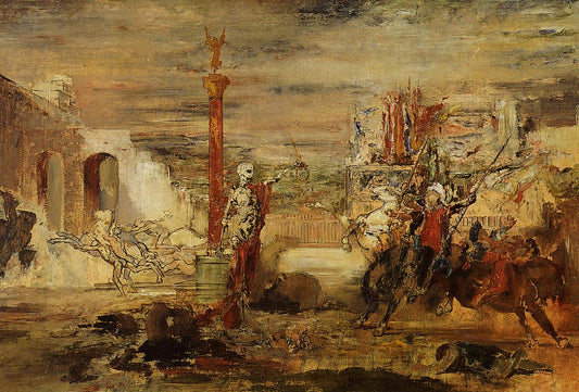 Death Offers the Crown to the Tornament Vircor, vintage artwork by Gustave Moreau, 12x8" (A4) Poster
