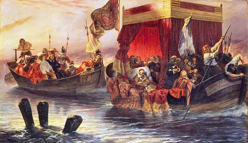The State Barge of Cardinal Richelieu on the Rhône, vintage artwork by Paul Delaroche, A3 (16x12") Poster Print