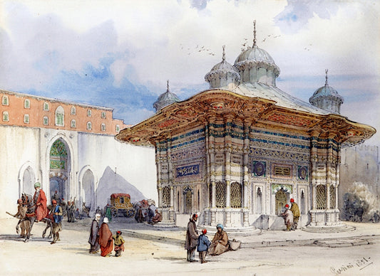 Fountain of Ahmed III, vintage artwork by Count Amadeo Preziosi, A3 (16x12") Poster Print