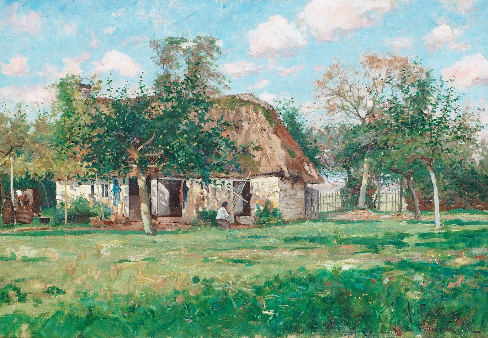 Cottage in Normandy, vintage artwork by Knut Axel Lindman, 12x8" (A4) Poster