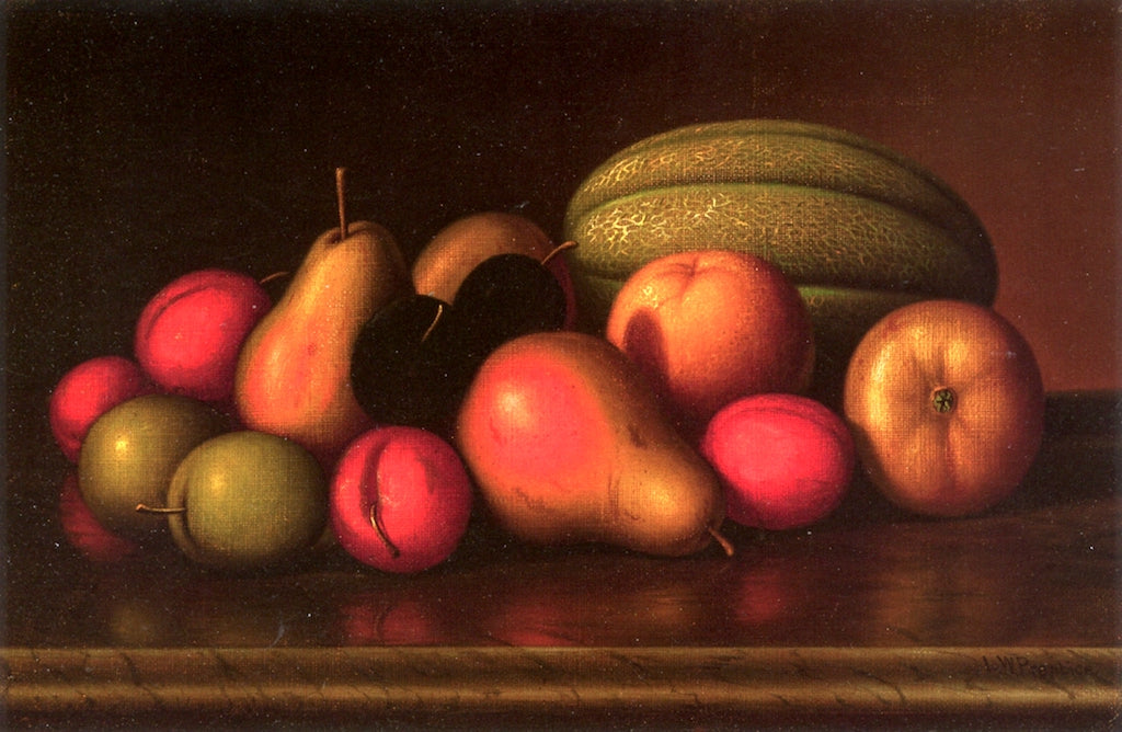 Fruit on a Tabletop, vintage artwork by Levi Wells Prentice, 12x8" (A4) Poster