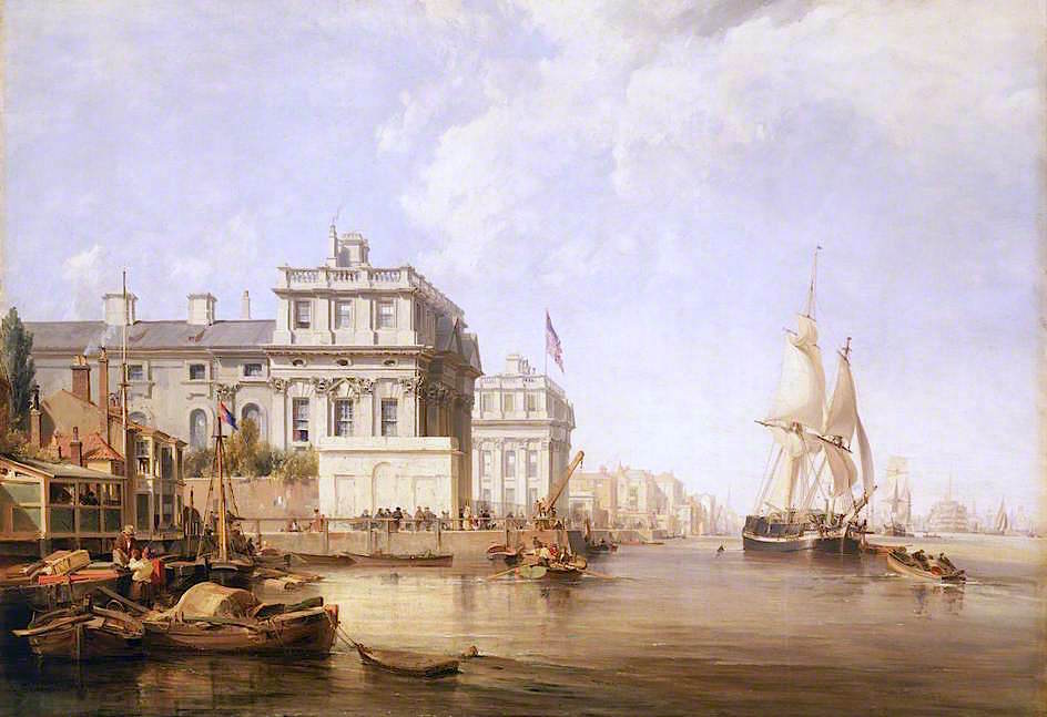 Greenwich Hospital from the East, 1835, vintage artwork by George Paul Chambers, Sr., A3 (16x12") Poster Print