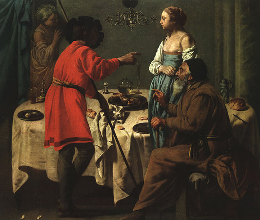Jacob Reproaching Laban for Giving Him Leah in place of Rachel, vintage artwork by Hendrick Terbrugghen, 12x8" (A4) Poster
