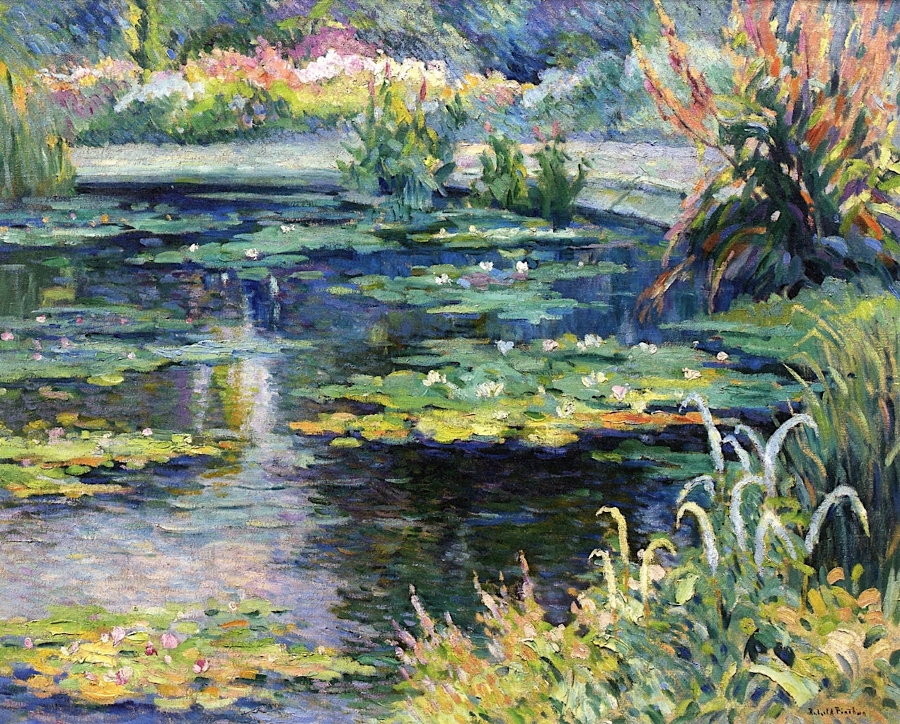 Pool in the Flower Garden, vintage artwork by Robert Antoine Pinchon, 12x8" (A4) Poster