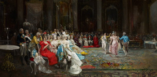 Dance at the Palace, vintage artwork by Eugenio Lucas Villamil, 12x8" (A4) Poster