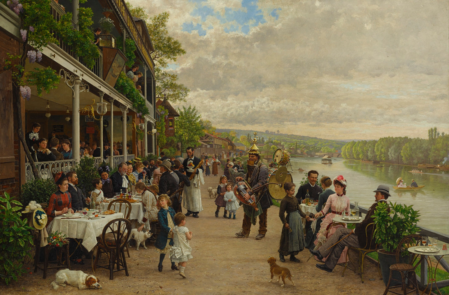 Sunday in Bas-Meudon, vintage artwork by Marie-Francois Firmin-Girard, 12x8" (A4) Poster