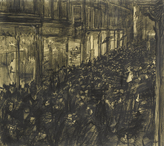 The Kalverstraat, Celebrating the Birth of Princess Juliana of the Netherlands, 1 May 1909, vintage artwork by Isaac Israels, 12x8" (A4) Poster
