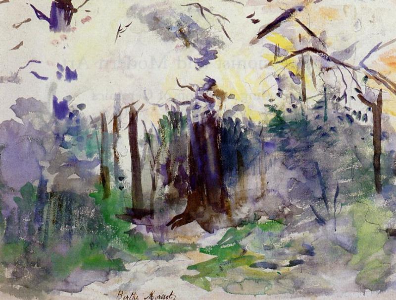 Autumn in the Bois de Boulogne, vintage artwork by Berthe Morisot, 12x8" (A4) Poster