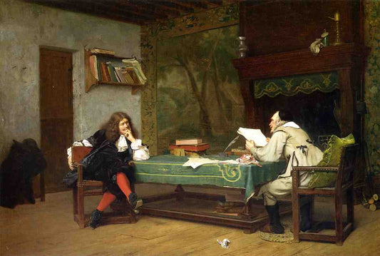 A Collaboration - Corneille and Molière, vintage artwork by Jean-Leon Gerôme, 12x8" (A4) Poster