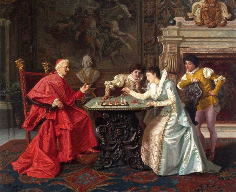 Cardinal at a game of chess by Salvatore Frangiamore,A3(16x12")Poster
