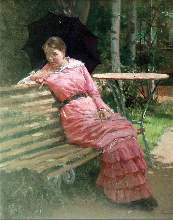 On the Bench, vintage artwork by Karl Lemokh, 12x8" (A4) Poster