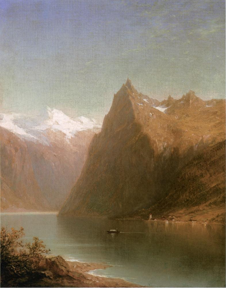 Mountain Lake Scene, vintage artwork by John W. Casilear, A3 (16x12") Poster Print