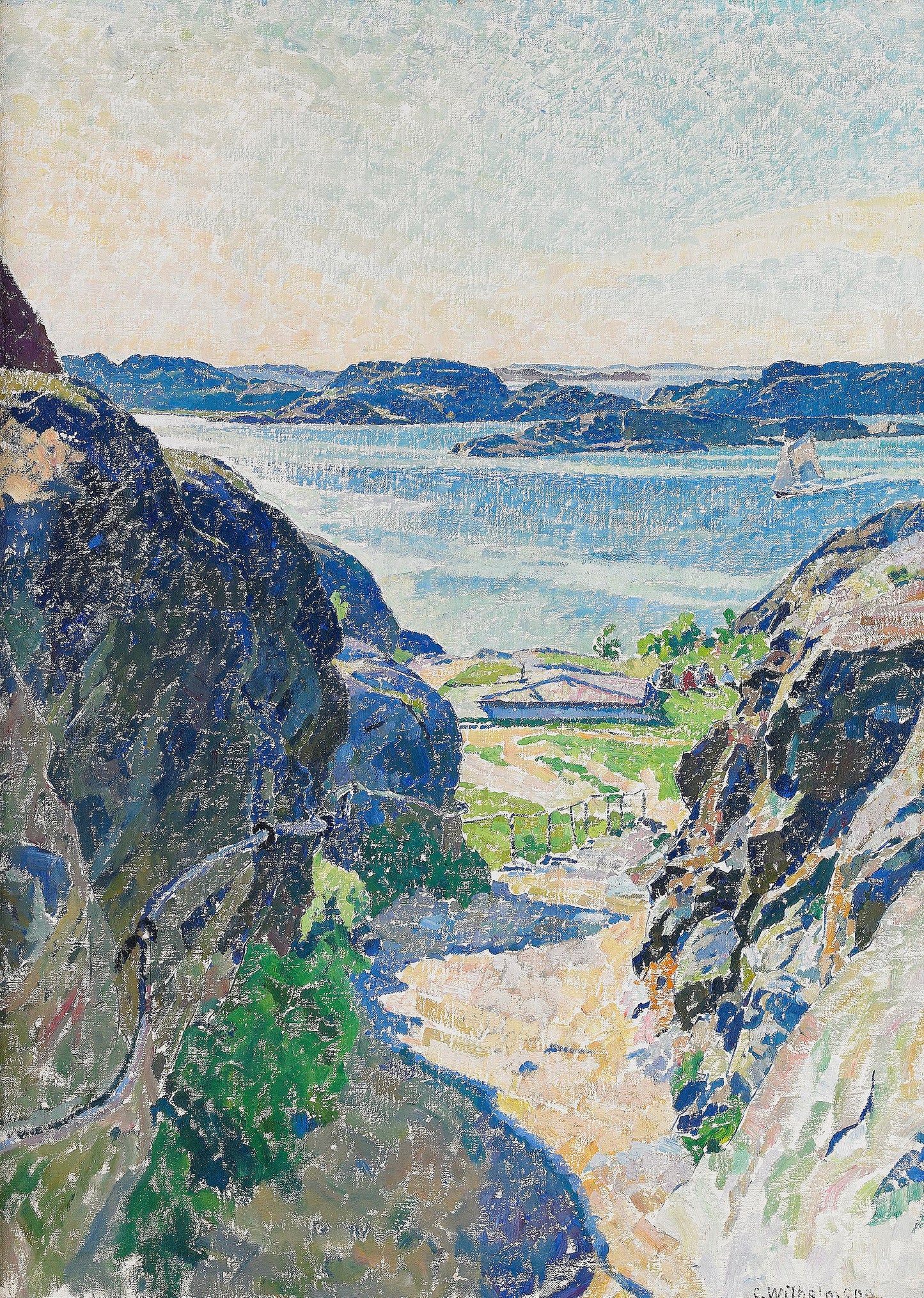 Brunnsvägen, Fiskebäckskil, vintage artwork by Carl Wilhelm Wilhelmson, 12x8" (A4) Poster