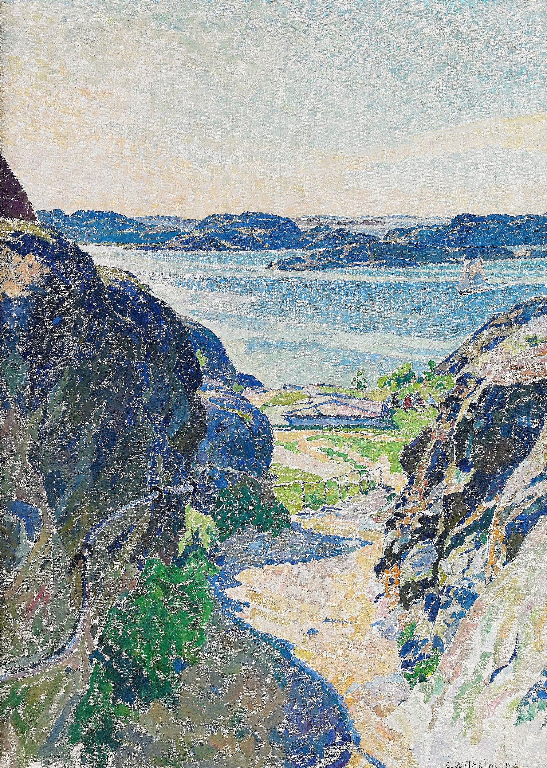 Brunnsvägen, Fiskebäckskil, vintage artwork by Carl Wilhelm Wilhelmson, 12x8" (A4) Poster