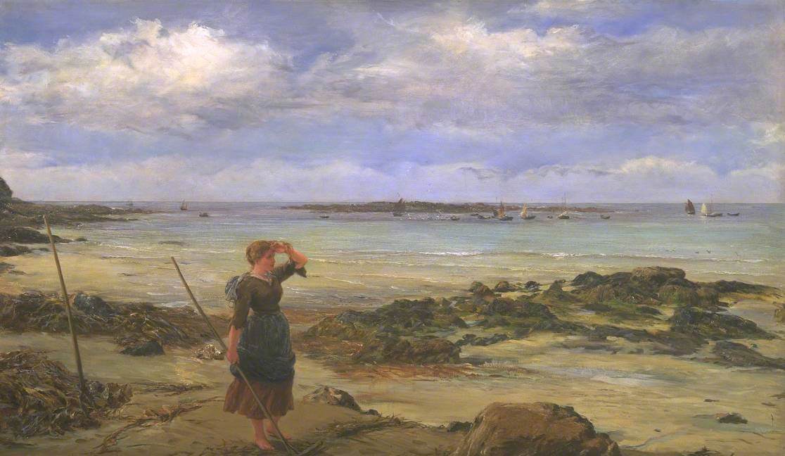 The Seaweed Raker, vintage artwork by James Clarke Hook, R.A., A3 (16x12") Poster Print