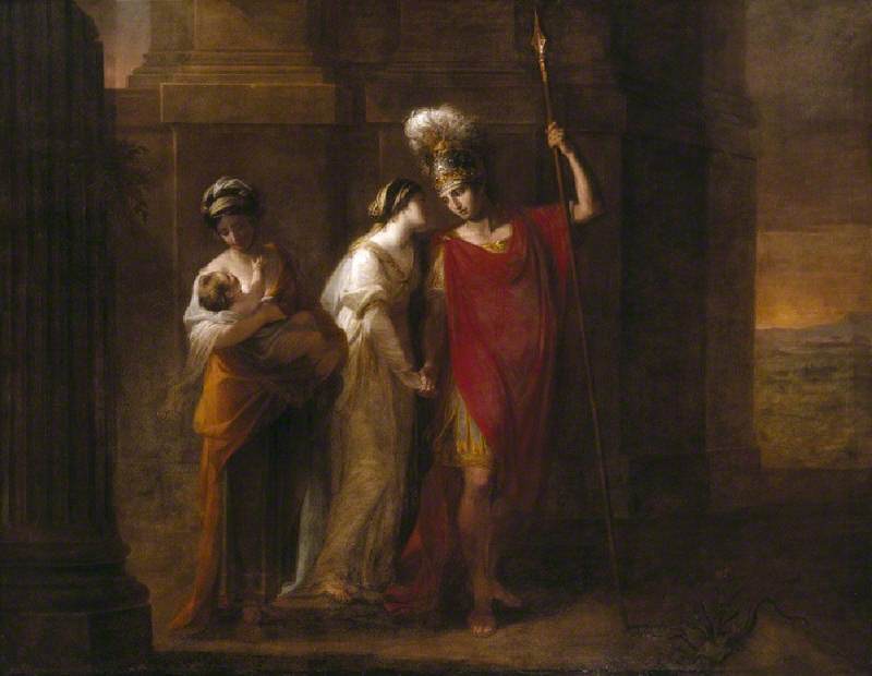 Hector Taking Leave Of Andromache, vintage artwork by Angelica Kauffmann, 12x8" (A4) Poster
