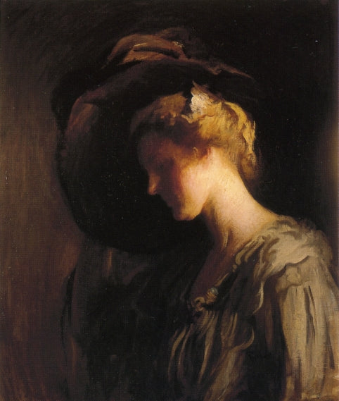 Adjusting the Hat, vintage artwork by Edmund Tarbell, 12x8" (A4) Poster