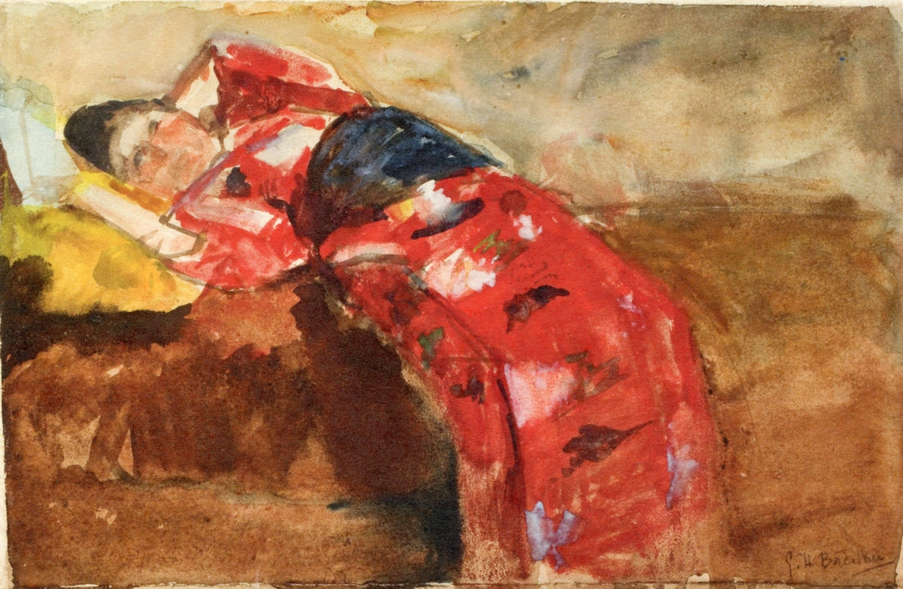 Girl in a Kimono, vintage artwork by George Hendrik Breitner, 12x8" (A4) Poster