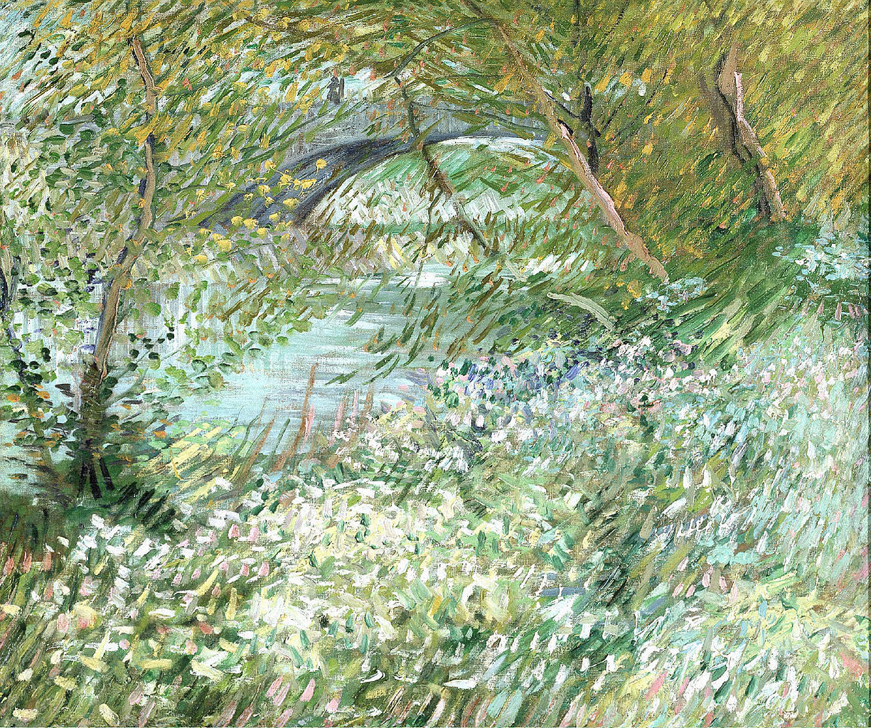 Banks of the Seine with Pont de Clichy in the Spring, vintage artwork by Vincent van Gogh, 12x8" (A4) Poster