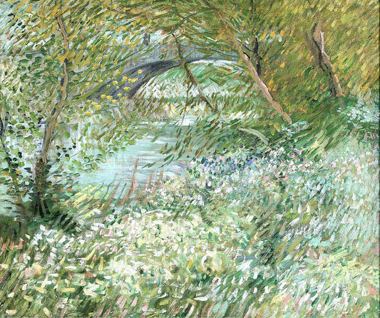 Banks of the Seine with Pont de Clichy in the Spring, vintage artwork by Vincent van Gogh, 12x8" (A4) Poster