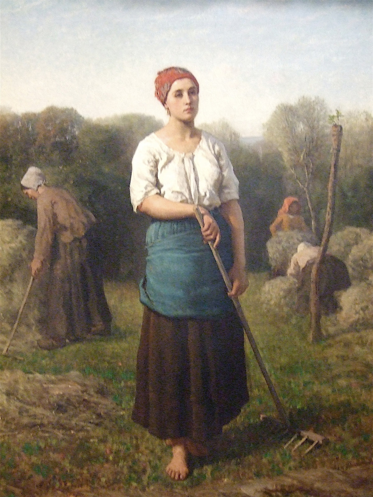 Girl with a Rake, vintage artwork by Jules-Adolphe Breton, 12x8" (A4) Poster