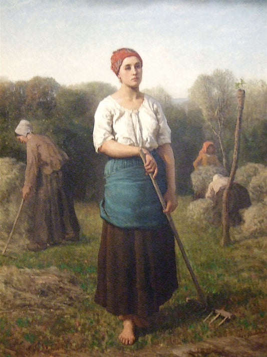 Girl with a Rake, vintage artwork by Jules-Adolphe Breton, 12x8" (A4) Poster