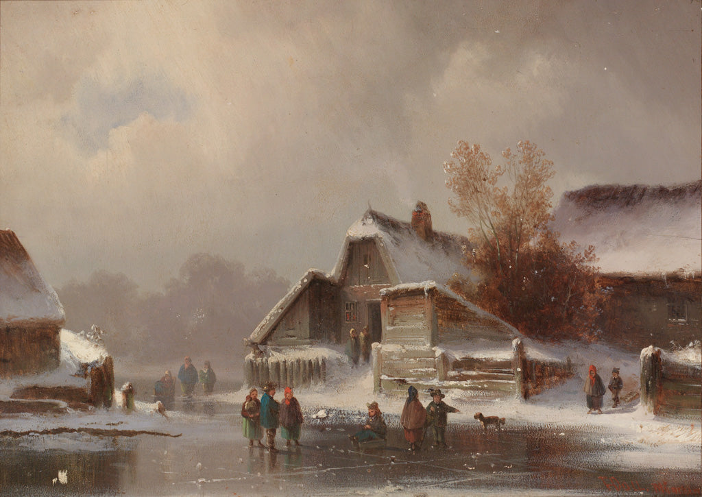 Winter Pleasures, vintage artwork by Anton Doll, 12x8" (A4) Poster