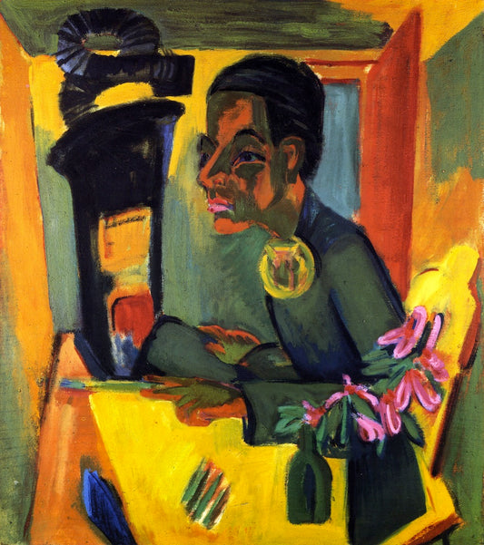 Der Maler, Selbstporträt, vintage artwork by Ernst Ludwig Kirchner, 12x8" (A4) Poster
