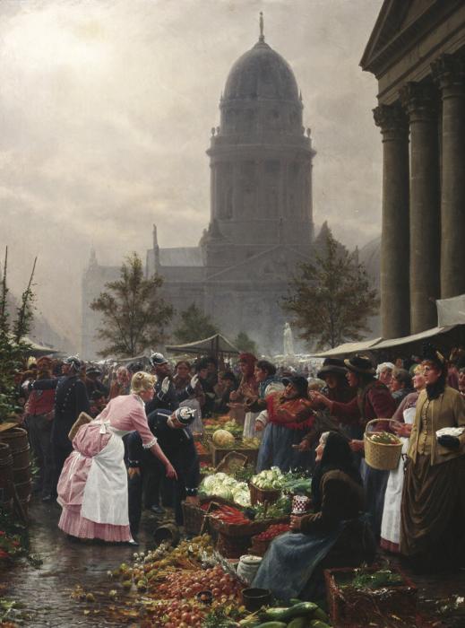 Market bustle on the Gendarmenmarkt by August Blunck,A3(16x12")Poster