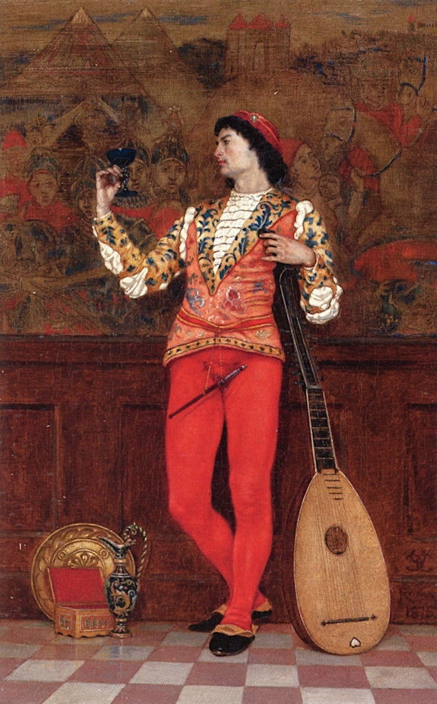Interior with Lute Player, vintage artwork by Charles Caryl Coleman, 12x8" (A4) Poster