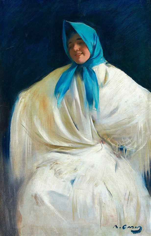 Girl with a Blue Shawl by Ramon Casas y Carbo,A3(16x12")Poster