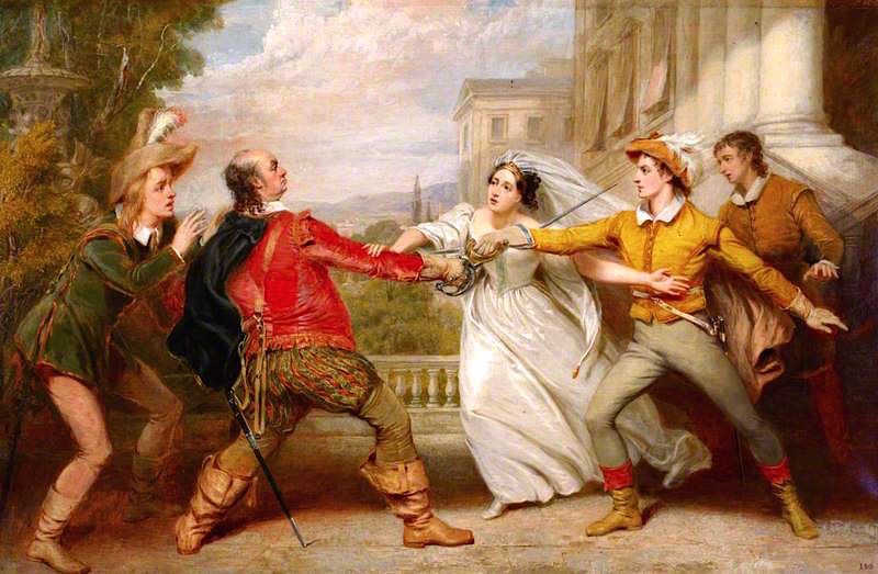 The Duel between Sir Toby  and Sebastian, vintage artwork by George Clint, 12x8" (A4) Poster