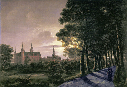 Fredericksborg Castle, vintage artwork by Johan Christian Claussen Dahl, A3 (16x12") Poster Print